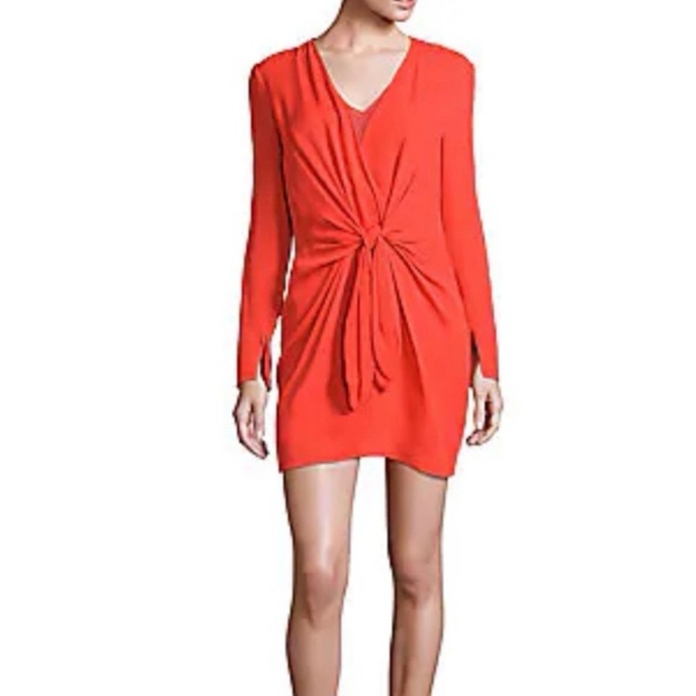 3.1 Phillip Lim Orange Silk Tie Front Dress